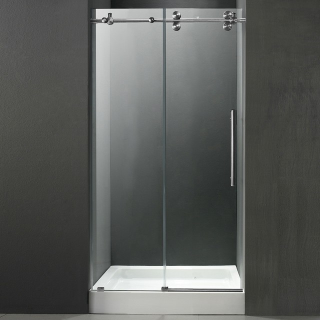 48" Frameless Shower Door 3/8" Clear/Stainless Steel Hardware with