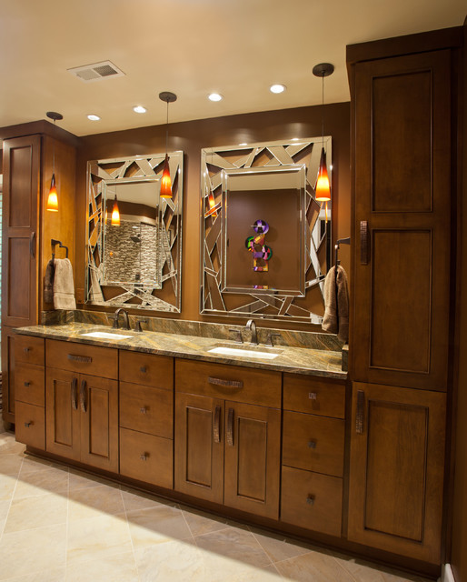 Bathroom Maple Wood with Granite Vanity Top Contemporary
