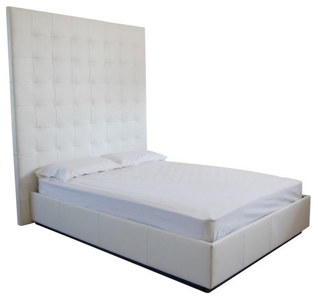 Modern Contemporary White Genuine Leather Tufted Bed XXT, King