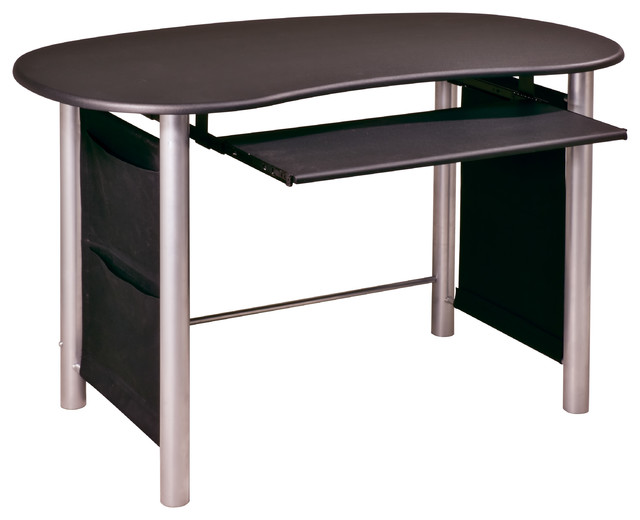 Saturn MultiMedia Black with Silver Accents Computer Desk Desks And