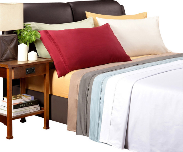 Egyptian Cotton 1200 Thread Count Solid Pillowcase Sets Standard