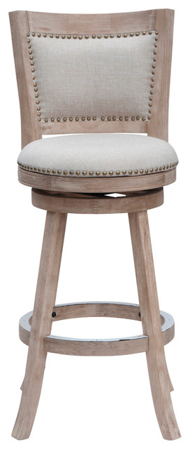 Boraam White-Washed Counter Stool With Wire-Brush Finish in Ivory, 29