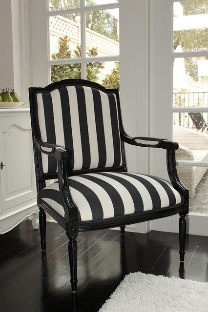 Black and White Stripe French Chair - Beach Style - Dining Chairs