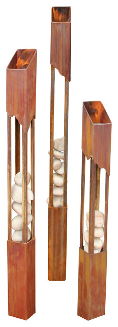 Elements Fire Torch, Large - Rustic - Outdoor Lighting - by Terra Flame