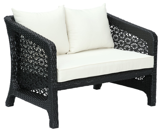 Nook Outdoor Patio Loveseat in Espresso White Modern Outdoor