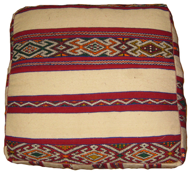Moroccan Killim Pouf - Mediterranean - Floor Pillows And Poufs - by Kenza Imports