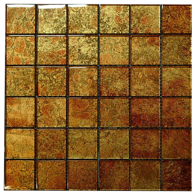 W28 Copper Glass Mosaic Contemporary Tile los angeles by