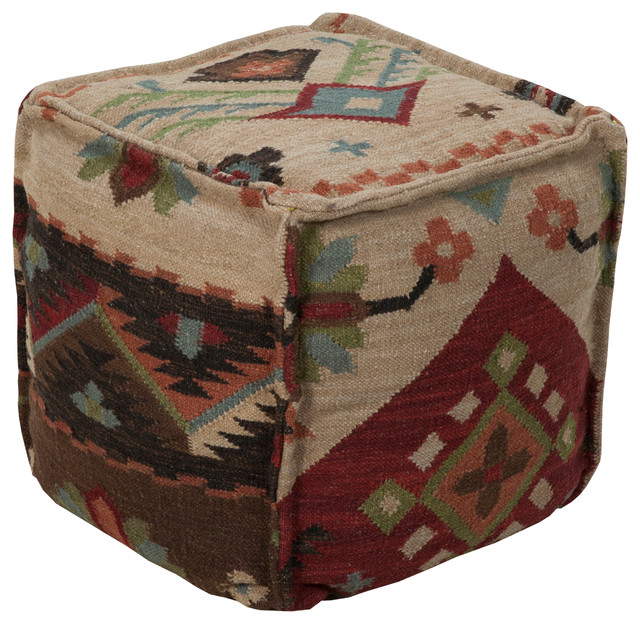Square Pouf, Rust - Southwestern - Floor Pillows And Poufs - by Hollywood Decor