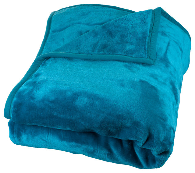 Heavy Plush Mink Blanket, Aqua traditionalblankets