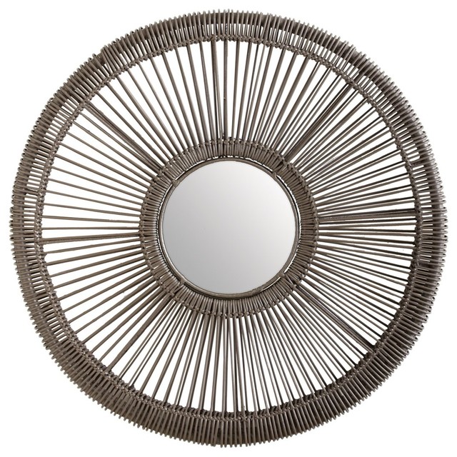 Lazy Susan Gray Wicker Spoke Mirror X720664 Contemporary Wall Mirrors