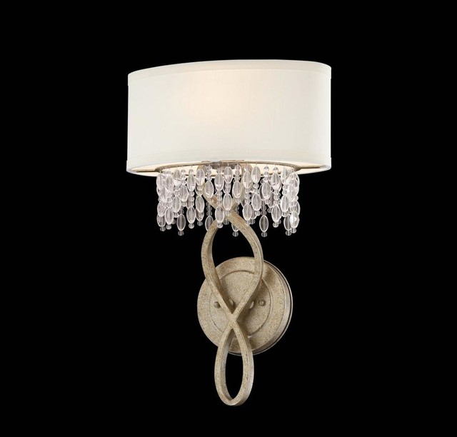 One Light Crystal - Clear Gold Dust Pale Cream Shade Wall Light - Contemporary - Wall Sconces ...