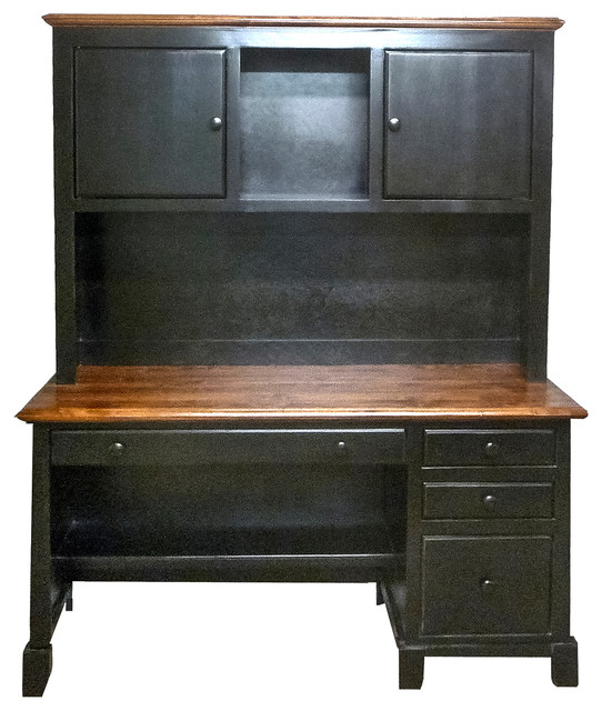 Two Tone Shaker Desk and Hutch, Black Alder Traditional Desks & Writing Bureaus by Oak Arizona