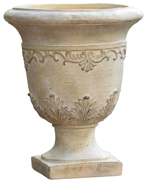 Floriana Antique Green Stone Planter Mediterranean Outdoor Pots And
