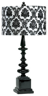 Dario Neo Noir Gloss Black White Damask Contemporary Table Lamp