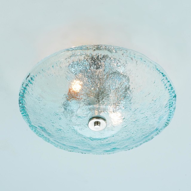 Recycled Bottle Glass Bowl Ceiling Light Beach Style Flush Mount Ceiling Lighting By