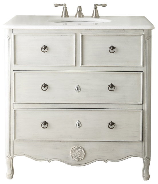 34" Cottage Look Daleville Bathroom Sink Vanity, Distressed Grey Transitional Bathroom