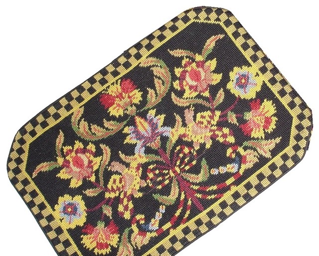 Floral Placemat, Black Traditional Placemats by Hkh Intl