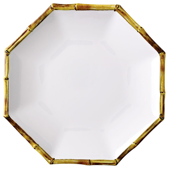 Chinoiserie Melamine Dinner Plate, White/Natural Asian Dinner