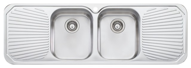  Double bowl inset sink with double drainer contemporarykitchensinks