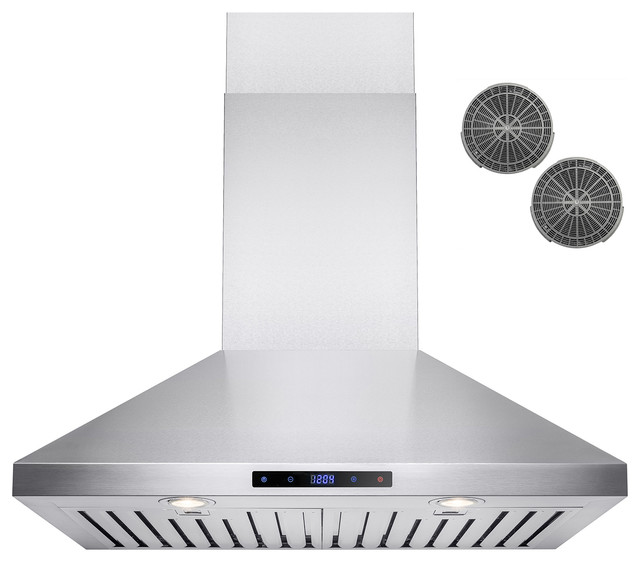 AKDY 30" Stainless Steel Wall Mount Range Hood, Ductless Contemporary