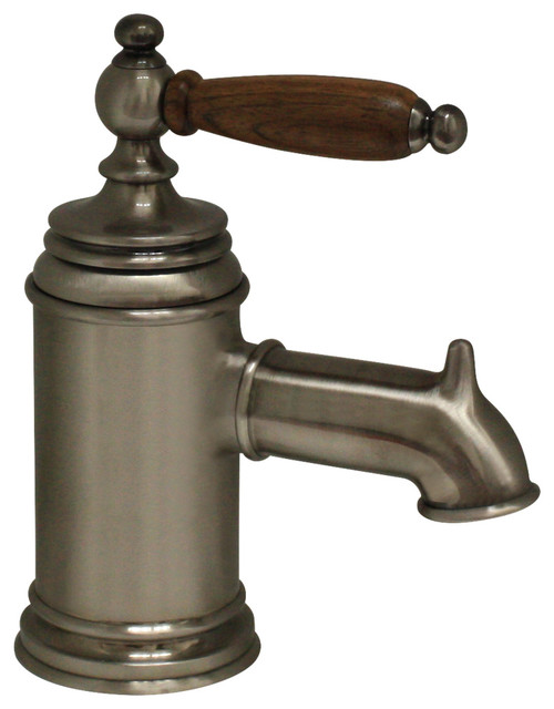 Single Lever Lavatory Faucet, Cherry Wood Handle and Popup Waste