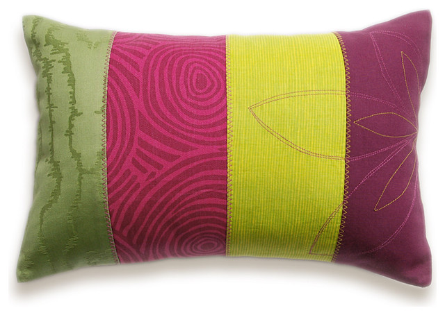 Patchwork Stripes Decorative Lumbar Pillow Cover 12x18 DHARMA DESIGN - Eclectic - Decorative ...