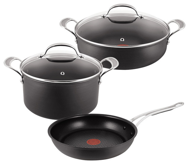 Tefal Jamie Oliver New Wave Anodised Cookware Set 3pce Contemporary