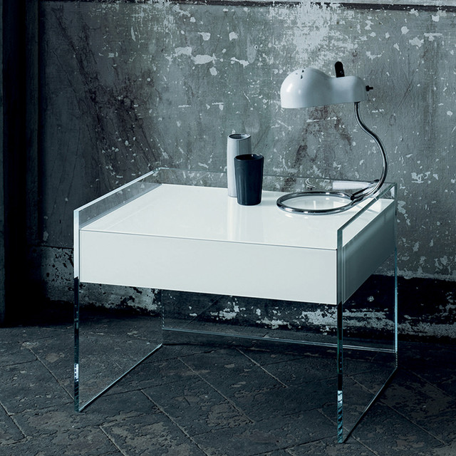 Glas Italia Float Glass Night Stand Modern Nightstands And Bedside