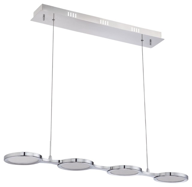 38in 4 Light LED Bulb Island Light in Chrome Contemporary Kitchen Island Lighting by