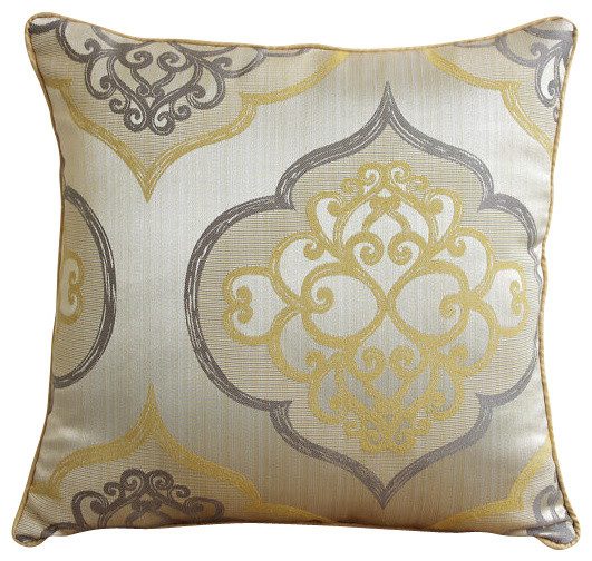 Damask Galore Decorative Pearl Throw Pillow Cover, 16x16 - Mediterranean - Scatter Cushions - by ...