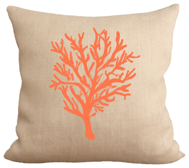 Coral Reef Pillow With Synthetic Down Insert - Beach Style - Decorative Pillows - by Fiber and Water