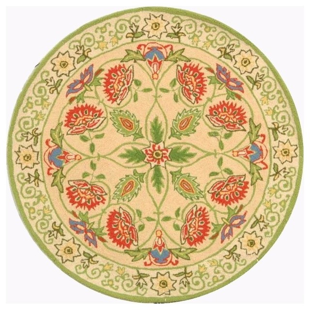 Floral Round Rug (3 ft.) Traditional Area Rugs by ShopLadder