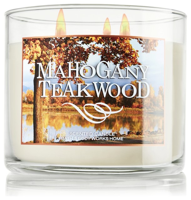 Mahogany Teakwood 3Wick Candle Contemporary Candles by Bath