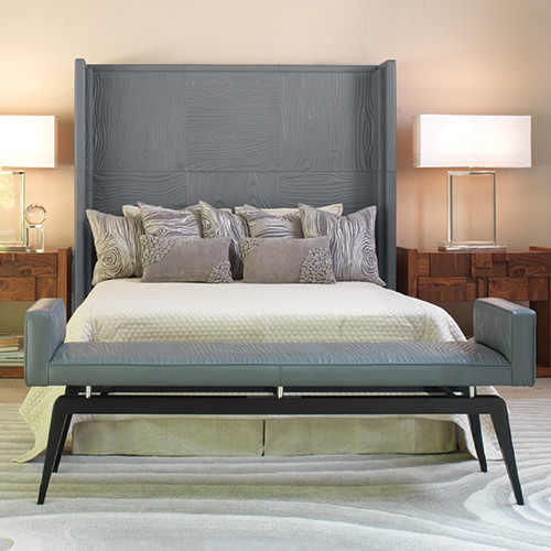Faux Bois Grey Leather Headboard Modern Headboards by Global