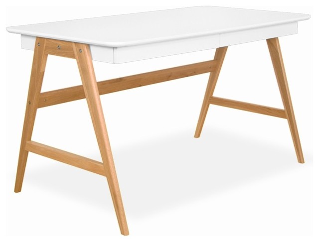Bureau Bois Blanc : Bureau scandinave laque et bois Skoll Couleur Blanc scandinave-meuble Bureau Bois Blanc : Bureau scandinave laque et bois Skoll Couleur Blanc scandinave-meuble