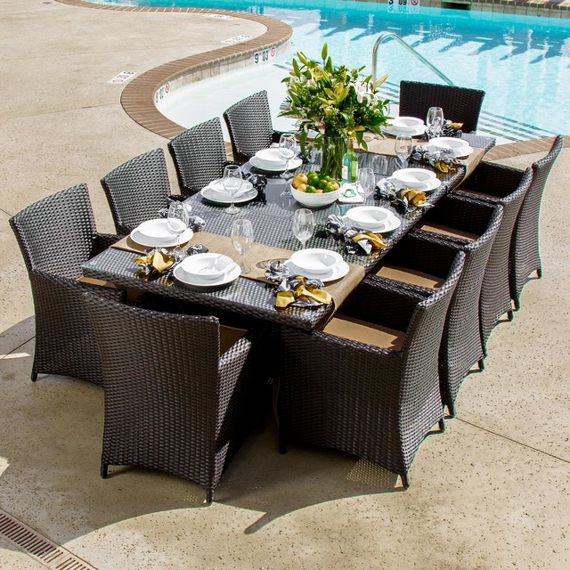 Avery Island 10 Person Resin Wicker Patio Dining Set With Extension 