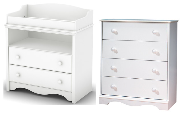 South Shore Heavenly Changing Table And 4 Drawer Chest Set South Shore Changing Table And Dresser White