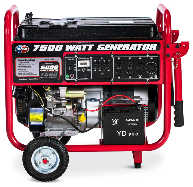 All Power 7,500 Watt Gas Generator With Electric Start and Wheel Kit