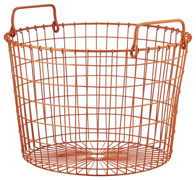 Orange Round Wire Basket Contemporary Baskets by Rejuvenation