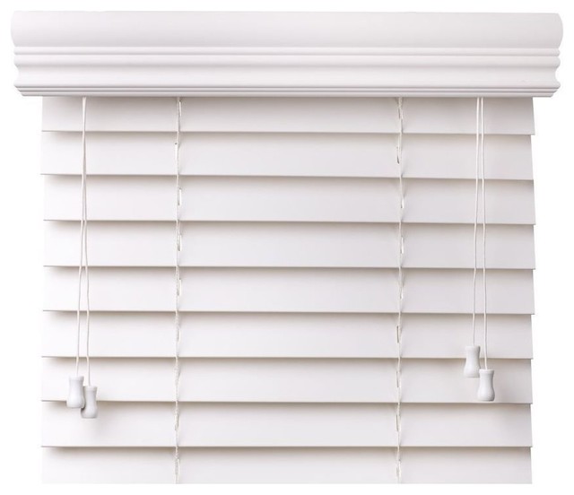 2" Faux Wood Blinds Length 36", Snow White, 25x36 Transitional