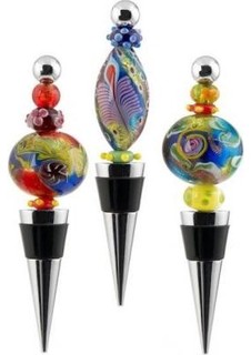 Round Glass Bead Bottle Stopper - Eclectic - Wine Aerators And 