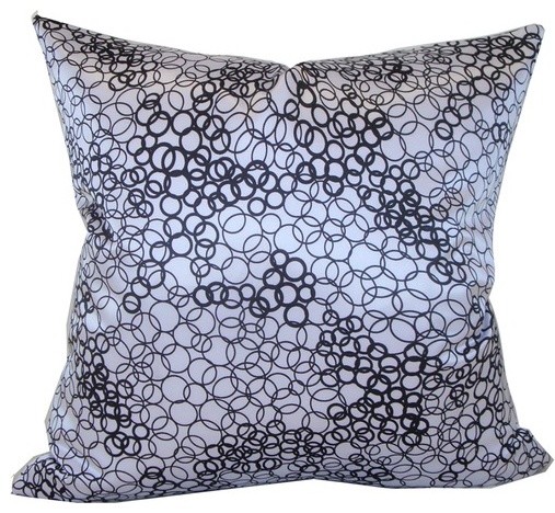 Faux Silk Square Decorative Pillow in White and Black - Modern - Decorative Pillows