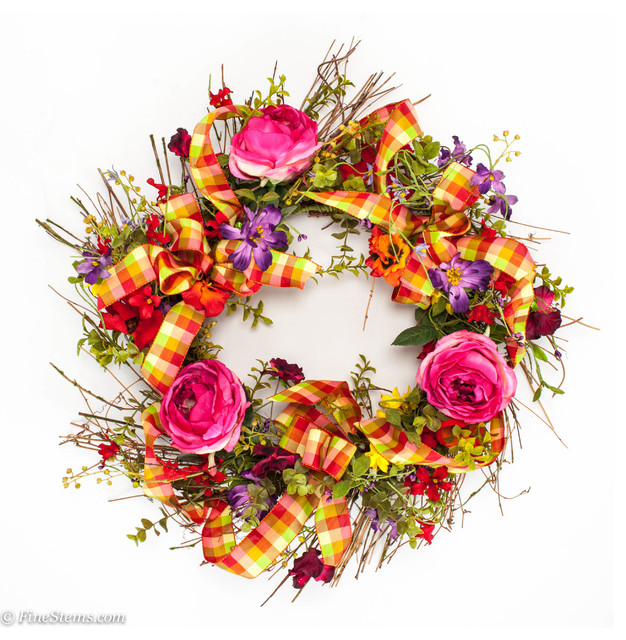 Custom spring wreath arrangement Traditional Wreaths And Garlands Chicago by FineStems