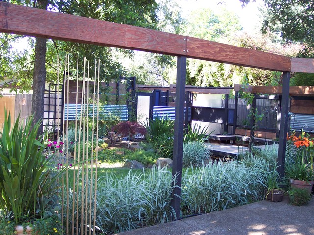 Backyard oasis using all recycled materials