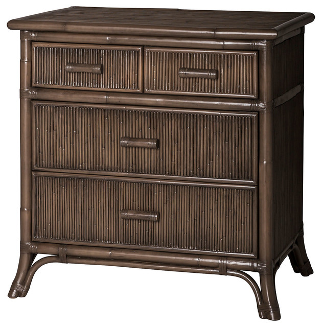 Pencil Rattan 4Drawer Chest, Granite Contemporary Chests of Drawers