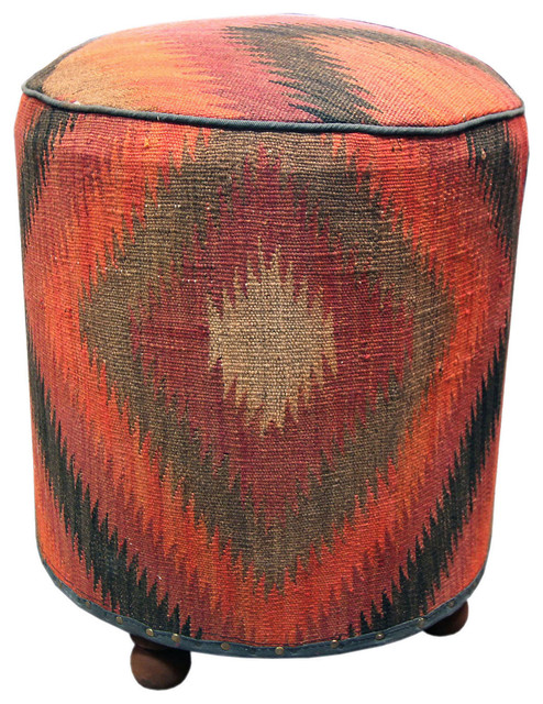 Round Kilim Ottoman contemporary-footstools-and-ottomans
