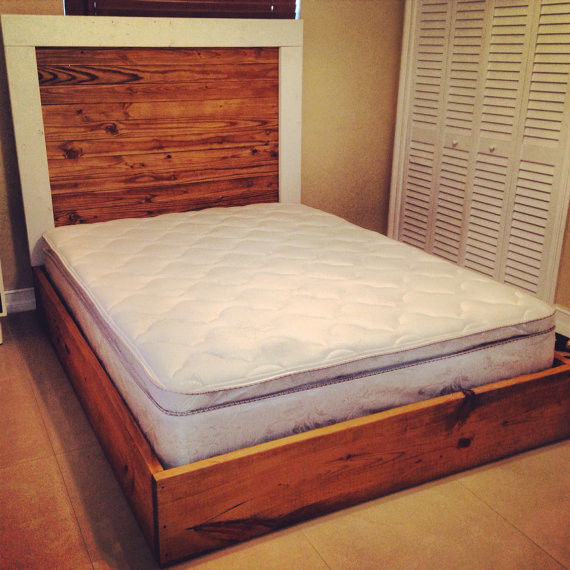 Hand made Beach Cottage Style Platform Bed/Headboard Rustic Divan