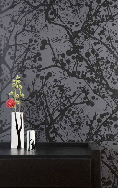 Wilderness (Black Lacquer) Wallpaper by Ferm Living - Contemporary