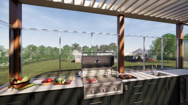 Pergola Outdoor Kitchen Concept Design Contemporaneo Facciata