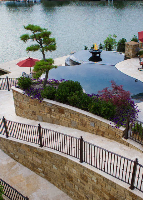 Modern Mediterranean Infinity Pool Spa Fountain Design Mediterranean